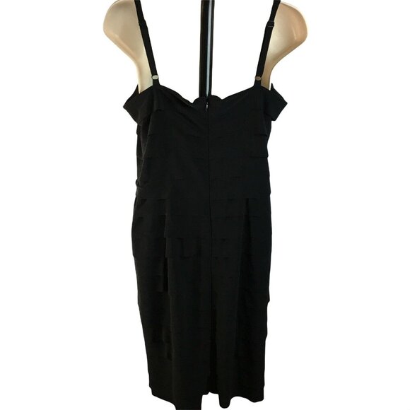 Little Black Evening Dress Evan Picone Tier Straps Mid Thigh Length Size 8 u - Picture 6 of 12